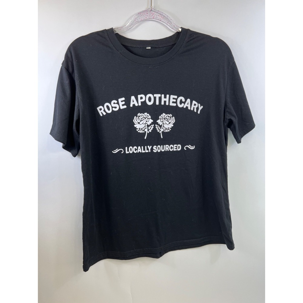 Rose‎ Apothecary Handcrafted With Care Shirt, Black, Women's Size M